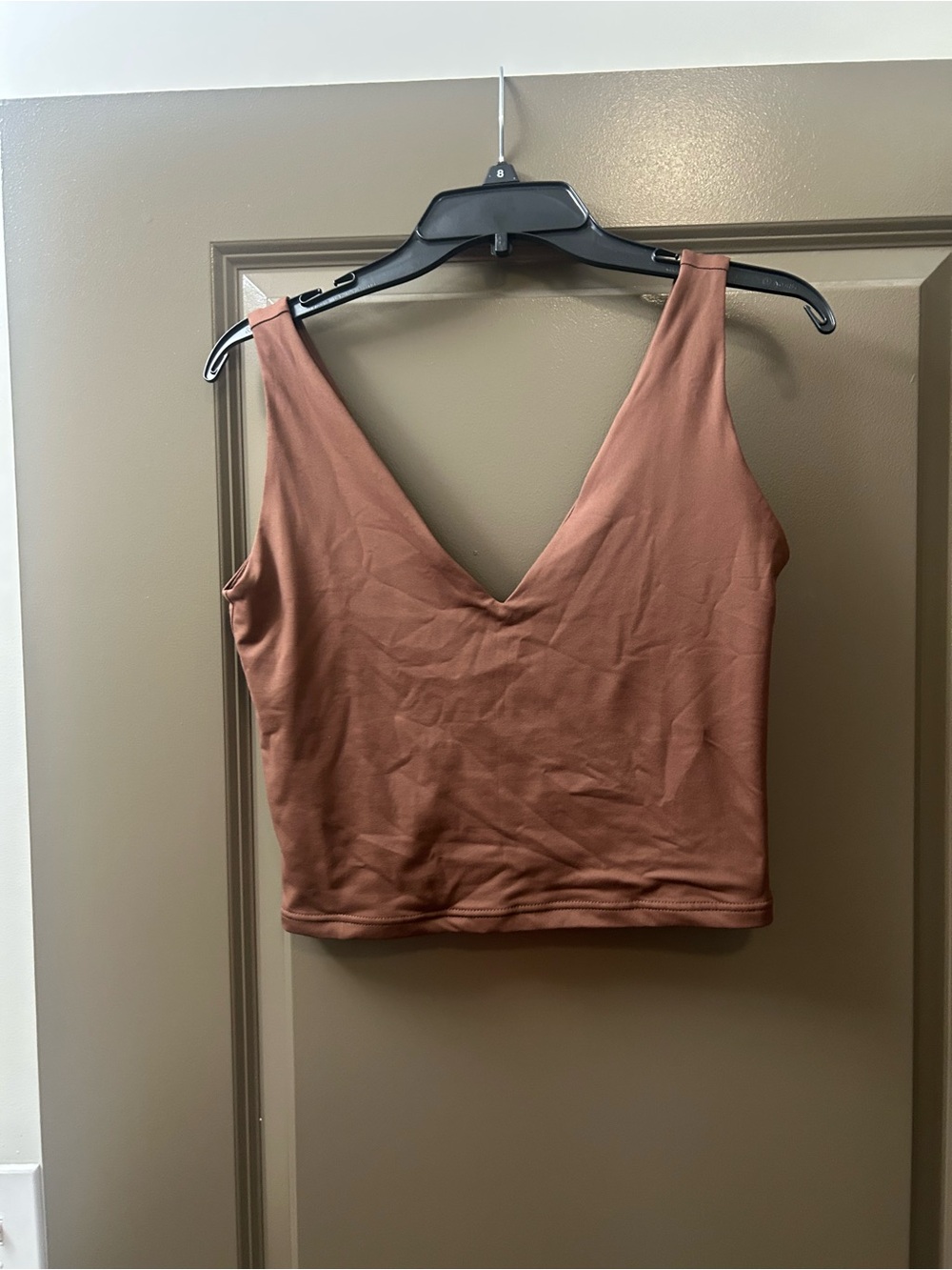 ReoRia Rust Brown V-Neck Sleeveless Crop Top